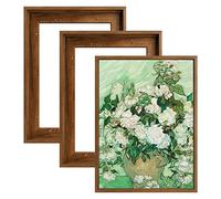 FOLKOR Floating Frame for 5x7 Inch Canvas Painting with 0.6-0.8” Deep, 3 Pack Floater Frame for Canvas Prints, Art frame for Wall Prints Diamond Painting Paint by Numbers (Dark Brown)