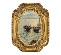 FOLKOR Framed Coastal Wall Art Decor for Classroom Dorm Bedroom, Harbour Landscape Canvas Prints Home Living Room Kitchen Decor, Ocean Wall Decor for Tabletop Gallery Wall Hotel Decoration, 4x6