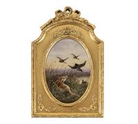 FOLKOR Framed Wall Art for Kitchen Dining Room Bedroom, Animal Wildlife Paintings Canvas Prints with Gold Picture Frame for Classrooms Nature Art Lovers, 4x6