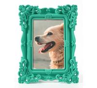 FOLKOR Green Picture Frame 4x6 with Real Glass for Photos Artwork | Ornate Photo Frame for Landscapes, Travel Snapshots, Watercolor Paintings, Animal Art Prints and Illustrations
