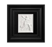 FOLKOR LIFE Black and White Wall Art, Framed Sculpture with Celestial Female Figure Holding a Cross, Greek Mythology Decor, Plaster Hanging Sculpture for Home Office Hallway Decoration