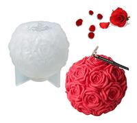 FOLKOR LIFE Rose Ball Candle Molds Large 3D Rose Flowers Silicone Mould Valentine's Day Resin Casting Mold for DIY Candle Making Homemade Soap Polymer Clay Craft Plaster