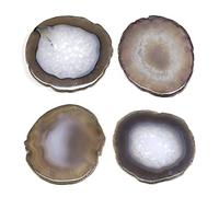 FOLKOR LIFE Untersetzer aus natürlichem Achat für Getränke, Geodenstein-Untersetzer, Achatscheiben, Set mit 4 Edelsteinen, Getränkegeschirr, Bar, Einweihungsgeschenk, Geburtstag