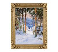 FOLKOR Solid Wood Canvas Frame for 9x12” Oil Paintings, 1.8” Wide Gold Finished Ornate Frame, Vertical or Horizontal Display for Home Office Wall Decor, No Back & Cover (Gold)