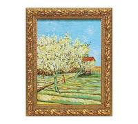 FOLKOR Solid Wood Frame for 9x12 Canvas Paintings, 2" Wide Finished Antique Ornate Canvas Frame for Oil Painting Art Prints, 9x12 Gold Frame for Home Office Living Room Wall Decor (Empty Frame, No