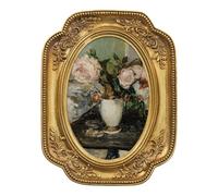 FOLKOR Vintage Flower Painting with Gold Frame, Floral Canvas Wall Art Prints for Tabletop Shelf Gallery Wall Decor, Retro Bouquet Still Life Artwork for Dining Room Hallway, 4x6