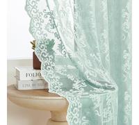 FOLKSIDE 2 Panels Modern Cashmere Lace French Curtains for Living Room Bedroom Rod Pocket Light Filtering Beach Decor 52"x84" Pastel Turquoise