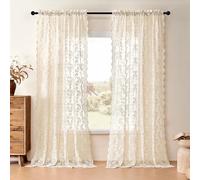 FOLKSIDE Paisley Lace Floral Curtains for Living Room Bedroom Dining Room Large Window Sheer Neutral Sheer Curtains Rod Pocket Light Filtering 52x108 Inch Beige 2 Panels