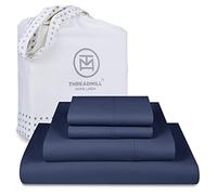 Folkstone 100% Cotton 800 Thread Count Extra Long Combed Cotton Sateen Bed Sheet Set King Size Deep Pocket Blue