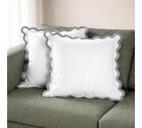 Folkulture 18x18 Decorative Couch Pillows, 100% Cotton Boho Pillow Case, Farmhouse Pillow Covers, Set of 2 - Mineral White