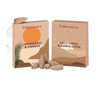 Folkulture Backflow Incense Cones for Home | Pack of 2 (20) Incense Cone Scented | Dual Set - Palo Santo & Sandalwood Incenses | Natural Fragrances | Lemongrass & Verbena Incenses Cone