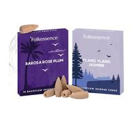 Folkulture Backflow Incense Cones for Home | Pack of 2 (20) Incense Cone Scented | Dual Set - Rose Incenses | Natural Fragrances | Ylang Ylang & Jasmine Incenses Cone