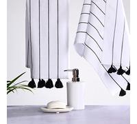 Folkulture Boho Hand Towels with Tassels for Bathroom Hanging and Decorative, Set of 2, 100% Cotton, 16" x 30" Inches (Hamilton Black and White)