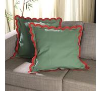 Folkulture Christmas Pillow Covers 18x18, Decorative Couch Pillows for Living Room, 100% Cotton Boho Pillow Case or Cute Outdoor Pillows, Throw Pillow Cover (Mistletoe)