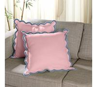 Folkulture Cushion Covers, Set of 2 45x45 cm Cotton Square Pillowcases, 18x18 inch Throw Pillow Covers for Living Room, Pink Cushion Covers