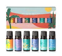 Folkulture Essential Oil Set for Diffuser, Set of 6 Organic Essential Oils for Diffusers for Home, Aromatherapy Diffuser Oil Scents - Lavender, Lily, Lemon, Patchouli, Sandalwood, Bergamot - AM to PM