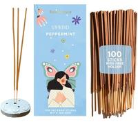 Folkulture Fall Incense Sticks with Holder (100 Sticks) | Unwind Peppermint incense for Aromatherapy, Relaxation | No Charcoal, 45 Min, Non Toxic Incense Sticks | Incense Gifts For Fall Essentials