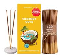 Folkulture Fall Incense Sticks with Holder (120 Sticks) | Cocunut Cove Autumn Incense for Aromatherapy, Relaxation | No Charcoal, 45 Min, Non Toxic Incense Sticks | Incense Gifts For Fall Essentials