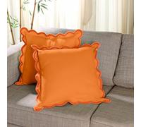 Folkulture Fall Throw Pillow Covers for Couch, 18x18 Decorative Couch Pillows for Living Room, 100% Cotton Boho Pillow Case or Cute Outdoor Pillows, Preppy or Aesthetic Pillow Cover (Terracotta)