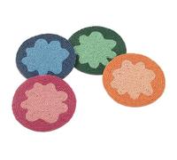 Folkulture Farmhouse Coasters, Pack of 4 -Cute Boho Design Coaster for Coffee Table, Modern Bar or Rustic Wooden Table, Beaded Decorative-Coaster-(Abstact Flora)