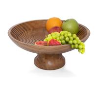 Folkulture Fruit Bowl or Fruit Basket for Table Décor, Decorative Bowl or Wooden Fruit Bowl for Groceries, 30cm Fruit Bowls for Kitchen, Mango Wood (Natural Ribbed)