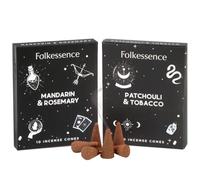 Folkulture Incense Cone Scented | Set of 2 Inscents-Cones (20 Cones) | Mandarin and Rosemary, Tobacco & Patchouli | Variety Pack Insence Cone for Relaxation and Meditation | Insenses for Home