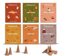 Folkulture Incense Cone Scented | Set of 6 (60) Fall Incense Cones for Relaxation | Pumpkin Spice Inscents or Spiced Chai Fall Scents | Inscent Cone Variety Pack for Fall Essentials