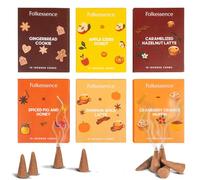 Folkulture Incense Cones Scented | Set of 6 (60 Cones) Pack | Cranberry, Pumpkin Spice Latte, Gingerbread Inscents for Gifts for Her | Incense Cone Variety Pack