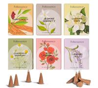 Folkulture Incense Cones Scented | Set of 6 (60 Cones) Pack | Rose, Chamomile, Jasmine, Lavender, Sandalwood Inscents for Gifts for Her | Incense Cone Variety Pack