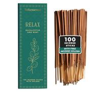 Folkulture Incense Sticks | Set of 100 Insence-sticks With Holder for Relaxation | Eucalyptus & Mint Incense | Organic, Slow Burning & Non Toxic Inscents for Meditation |Rejuvenating Fragrance