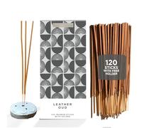 Folkulture Incense Sticks | Set of 120 Insence-sticks With Holder for Relaxation | Leather Oud Incense| Organic, Slow Burning & Non Toxic Inscents | Luxe Fragrances for Meditation, Relaxation