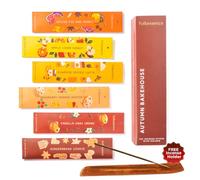 Folkulture Incense Sticks | Set of 6 (120) Insence-Sticks with Incenses Holder for Relaxation | Cranberry, Gingerbread, Vanilla Incense | Organic, Slow Burning Orange, Pumpkin Spice Inscents for Home