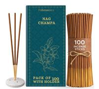 Folkulture Incense Sticks with Holder (100 Sticks) | Premium Nag Champa insense for Aromatherapy, Relaxation, Meditation & Home Fragrance | Charcoal Free, Non Toxic Incense Sticks | Home Decor Gifts