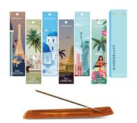 Folkulture Incense Sticks with Holder for Gift| Set of 6 (120) Organic Non Toxic Incense Sticks Wanderlust - Vanilla Caramel, Blueberry, Strawberry, Cinnamon Insense for Gifts for Mothers