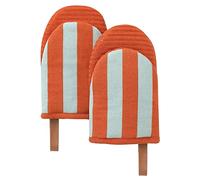 Folkulture Mini Oven Mitts Heat Resistant 5.75"x9", Set of 2 Orange, Short With Hanging Loop, Boho Kitchen Mittens, Small for Kitchen