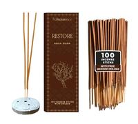 Folkulture Oud Incense Sticks | Set of 100 Insence-sticks With Holder for Relaxation | Aqua Oudh Incense | Organic, Slow Burning & Non Toxic Inscents for Meditation | Oudh