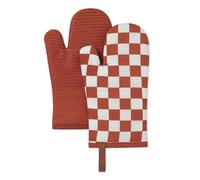 Folkulture Oven Mitts Heat Resistant 12" x 5.5" or Silicone, 100% Cotton Glove Set, Cute Kitchen Mittens (Checkmate)