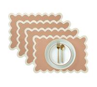 Folkulture Placemats Set of 4 | (13 x 19) 100% Cotton Rustic Place Mats | Heat Resistant Table Mats for Dining Table Decor | Boho Placemats, Scalloped Kitchen Mats or Table Placemats (Sand)