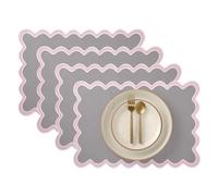 Folkulture Placemats Set of 4 | (13 x 19) 100% Cotton Woven Place Mats | Heat Resistant Table Mats for Dining Table Decor | Scalloped Kitchen Mats or Boho Table Placemats (Lilac Mist)