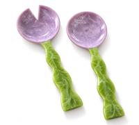 Folkulture Salad Servers, Salad Tongs for Serving, Resin, Colorful,Set of 2 | Premium Lavender & Green Salad Servers, Salad Serving Spoons for Kitchen Essentials, Cooking Gifts, New Home Gifts 30 Cm