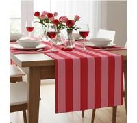Folkulture Table Runner 108 Inches Long | Vertical Striped Home Decor | 100% Cotton Long Table Runner for Christmas Decor | Pink & Red | Wash Friendly