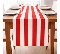 Folkulture Table Runner 72 Inches Long | Vertical Striped Home Decor | 100% Cotton Long Table Runner for Christmas Decor | Red & White | Wash Friendly