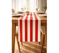 Folkulture Table Runner 90 Inches Long | Vertical Striped Home Decor | 100% Cotton Long Table Runner for Christmas Decor | Red & White | Wash Friendly