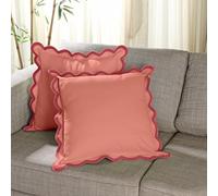 Folkulture Throw Pillow Covers 18x18, Set of 2 Decorative Boho Pillow Covers (Coral Red, 20 X 20)
