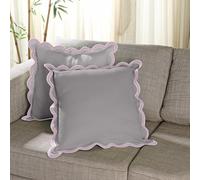 Folkulture Throw Pillow Covers for Couch, 18x18 Decorative Couch Pillows for Living Room, 100% Cotton Boho Pillow Case or Cute Outdoor Pillows, Farmhouse Pillow Covers or Accent Throws (Lilac Mist)