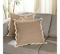 Folkulture Throw Pillow Covers for Couch, 18x18 Decorative Couch Pillows for Living Room, 100% Cotton Boho Pillow Case or Cute Outdoor Pillows, Farmhouse Pillow Covers or Accent Pillows (Sand Dune)