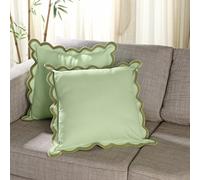 Folkulture Throw Pillow Covers for Couch, 20x20 Decorative Couch Pillows for Living Room, 100% Cotton Boho Pillow Case or Cute Outdoor Pillows, Aesthetic Pillow Covers or Preppy Throws (Forest Sage)