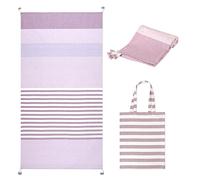Folkulture Turkish Beach Towel for Adults with Beach Bag 40" x 72" Bath Towels, Beach Blanket or Oversized Sand Resistant Beach Towels, 100% Cotton Fast Drying, Lightweight and Large, (Lilac)