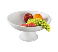 Folkulture Wood Fruit Bowl or Decorative Pedestal Bowl for Table Décor, Wooden Fruit Bowl for Kitchen Counter or Farmhouse Christmas Centerpiece, 12-inch Large Bowls for Breads, Mango Wood (White Rib)