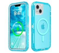 Follaroma for iPhone 14 Plus Case, Compatible with MagSafe, Dual Layer Transparent Magnetic Phone Cases, Heavy Duty Shockproof and Anti-Drop Protective Cover for iPhone 14 Plus, 6.7'', Blue